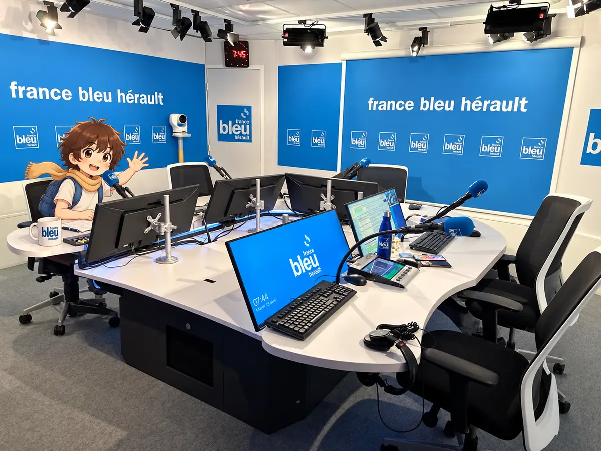 Illustration fantaisie de Capitaine Aventure imaginé au micro dans un studio radio